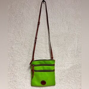 Dooney & Bourke Lime Green and Brown Crossbody Bag